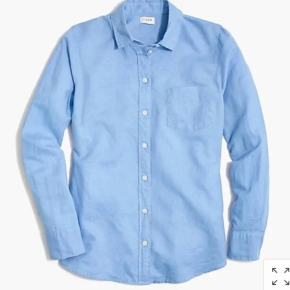 J. Crew Factory Linen shirt perfect fit AL 522 Blue Size Large - Picture 14 of 16